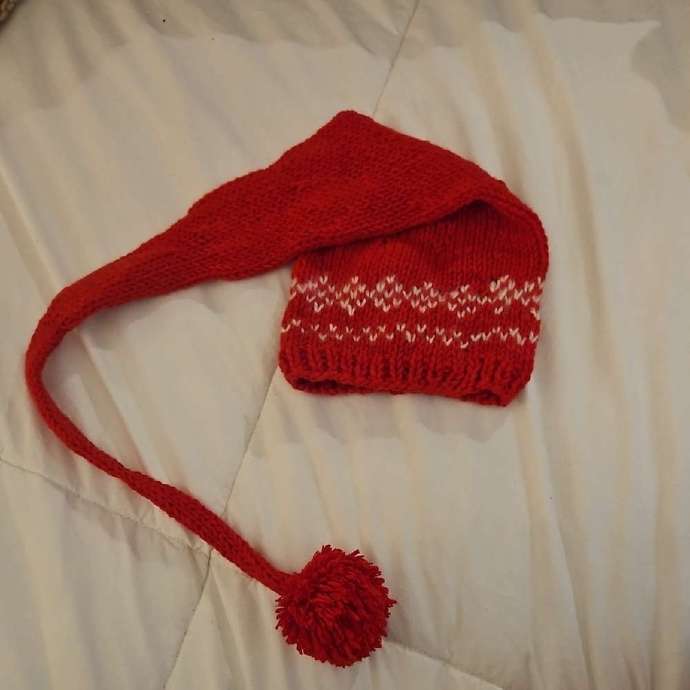 Red and White Kids Knit Hat